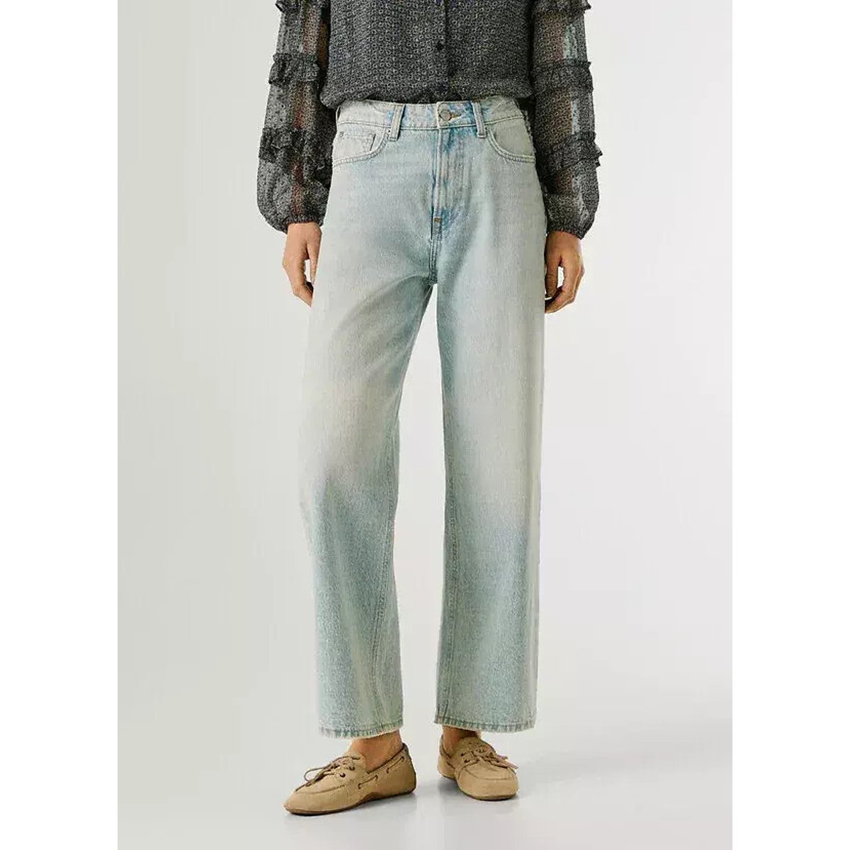 Lexa High Waist Straight Jeans stone wash royal blue, PEPE JEANS
