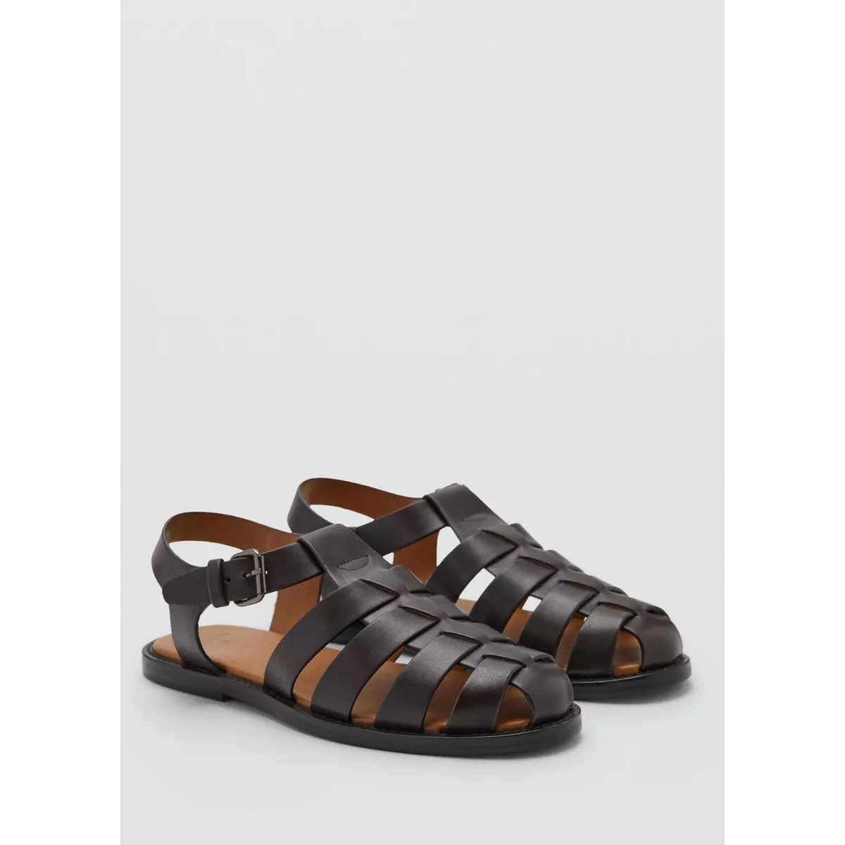 Sandales Méduse 100 % cuir marron, MANGO MAN
