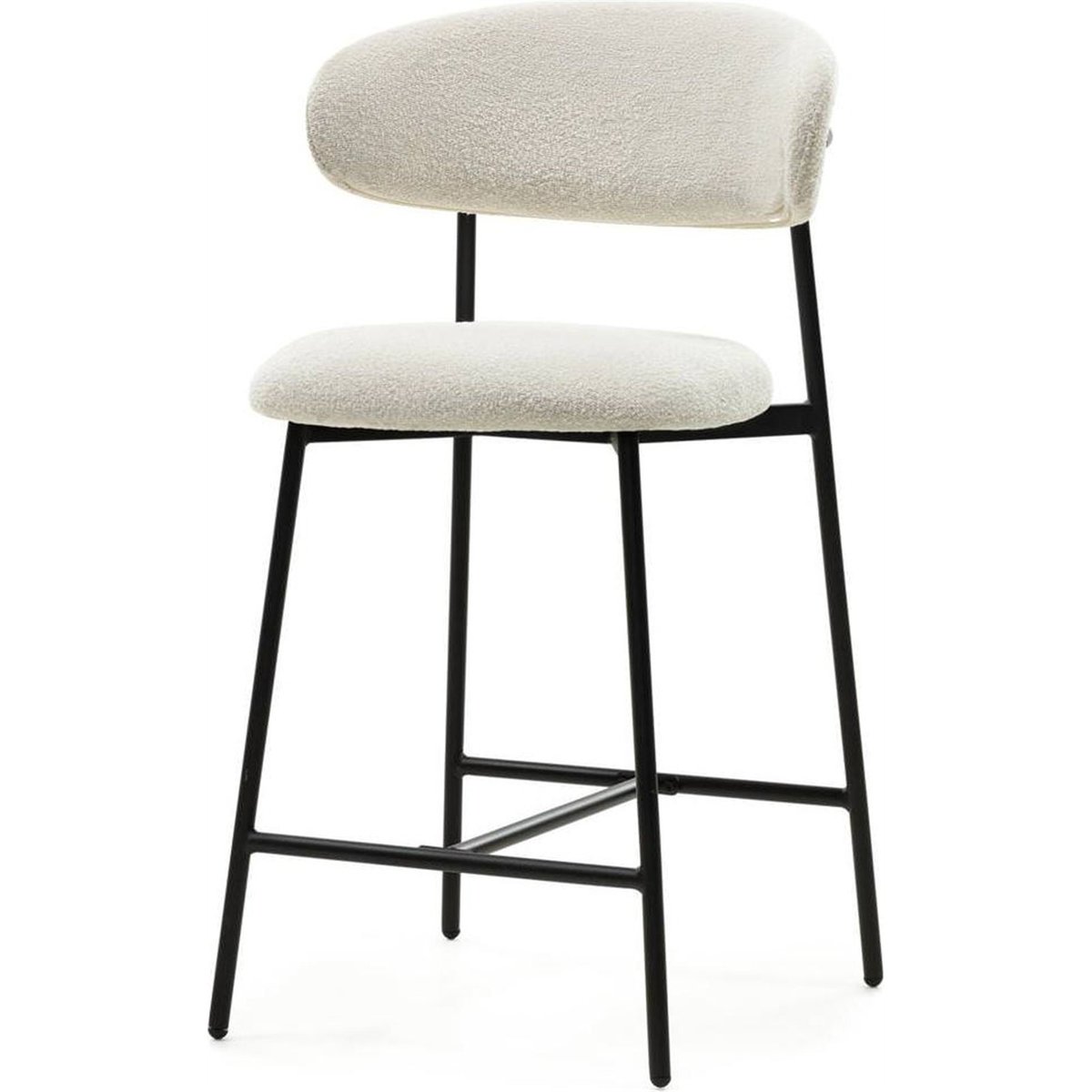 Tabouret de bar bouclette collection LORO crème et noir, RECOLLECTION