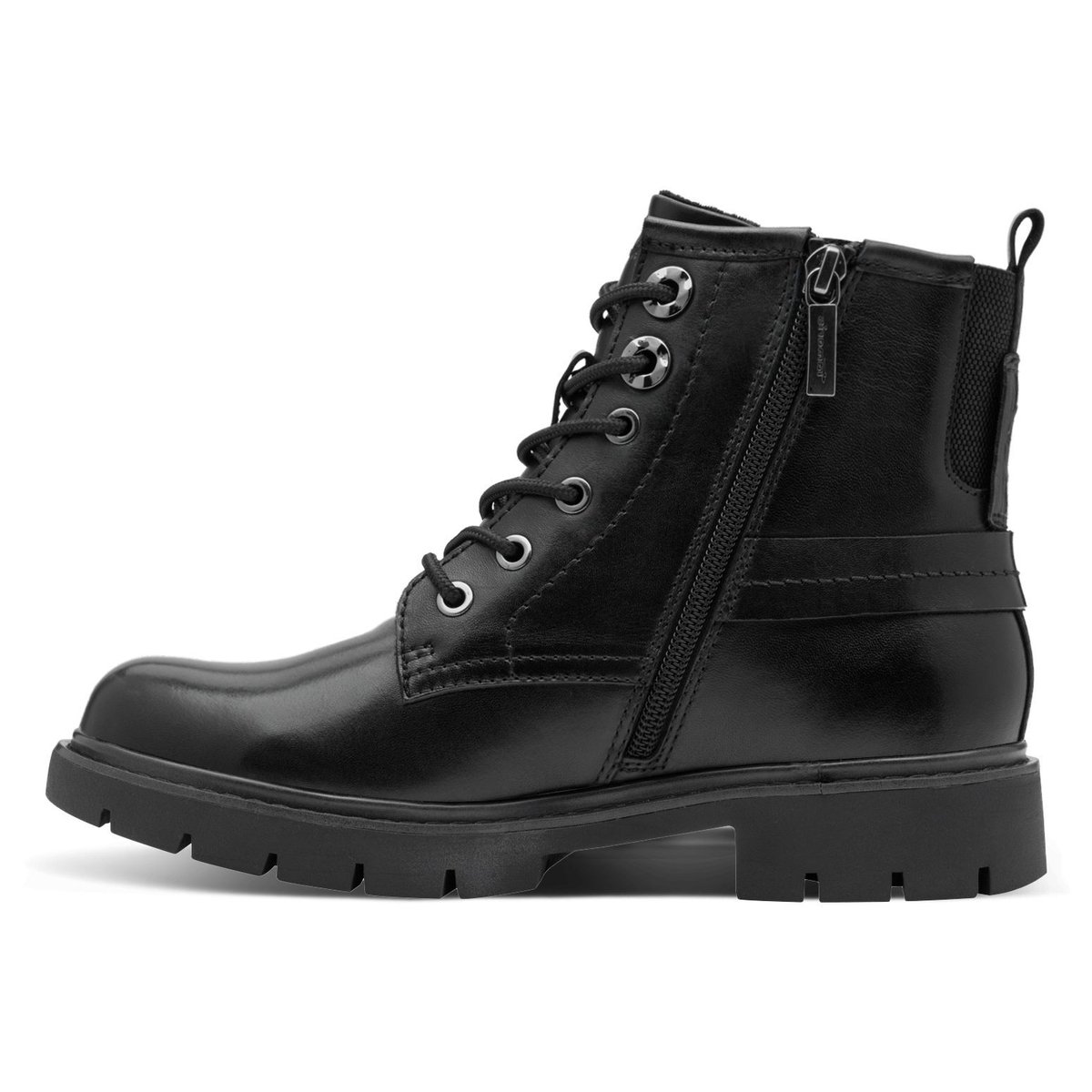 Bottine en cuir noir, TAMARIS