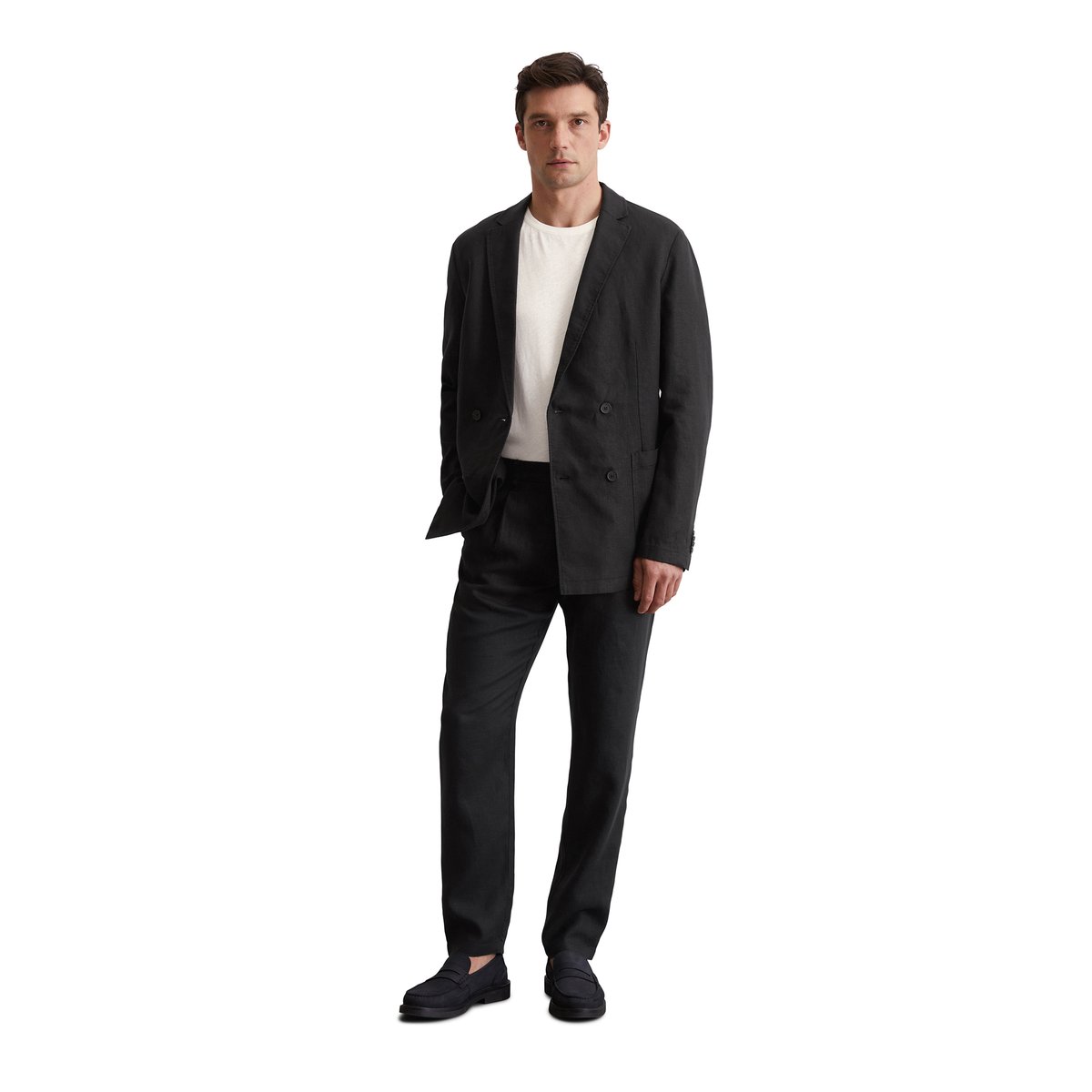 Veste en lin shaped en pur lin noir, MARC O'POLO