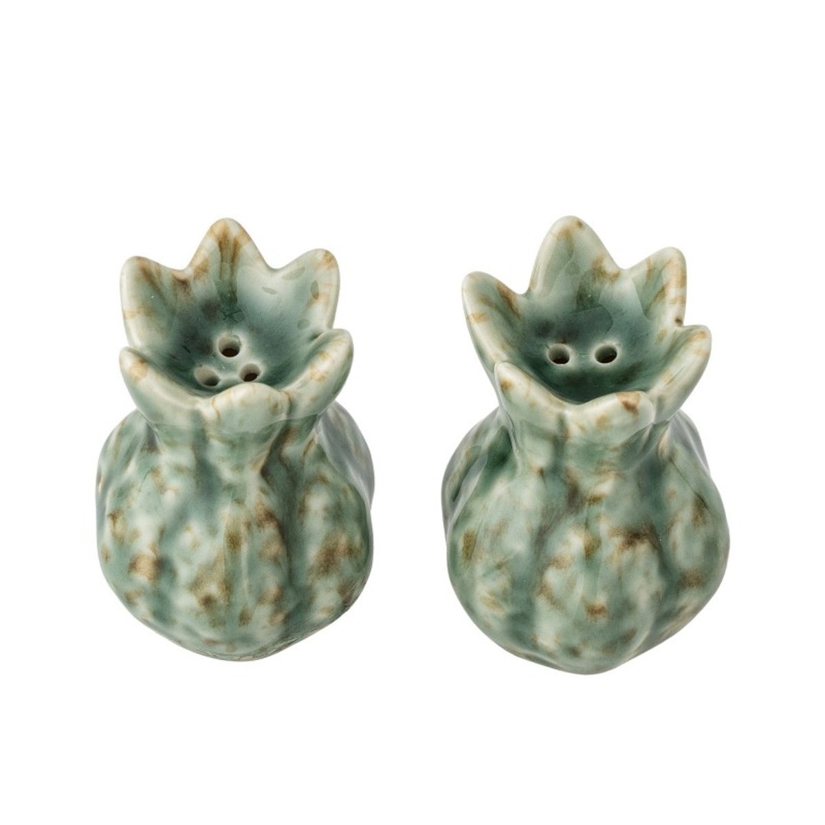 Salière poivrière décorative grès CYRILL set de 2 vert, BLOOMINGVILLE