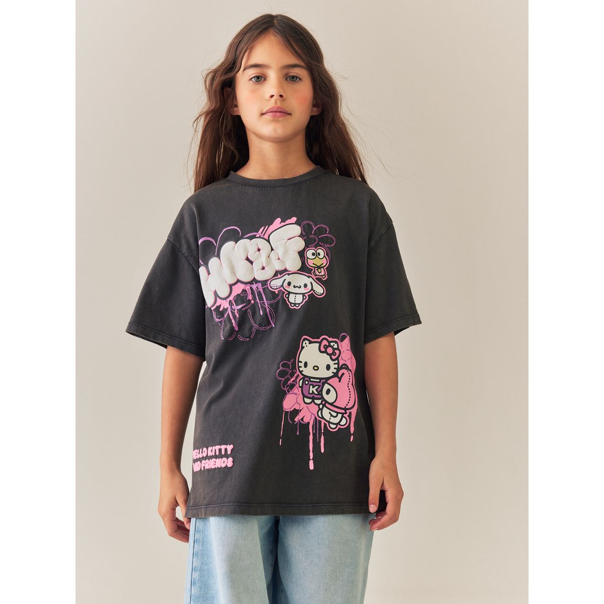 T-shirt oversize à motif hello kitty gris anthracite, NEXT