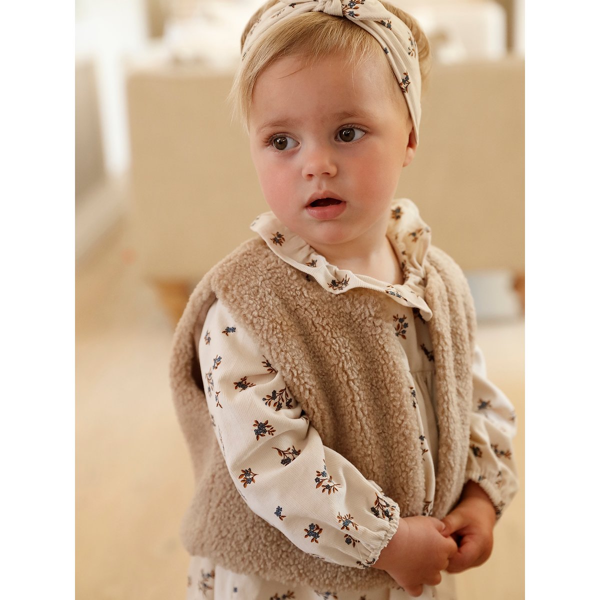Coffret robe + gilet + bandeau vanille, VERTBAUDET