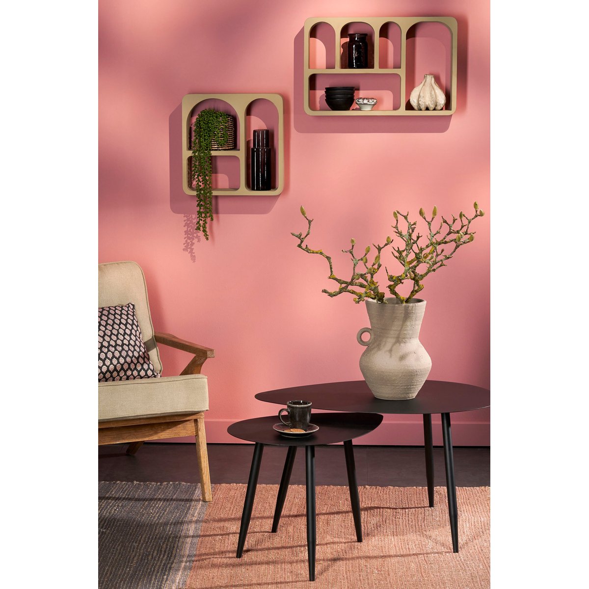 Lot de 2 tables d'appoint noir, MICA DECORATIONS