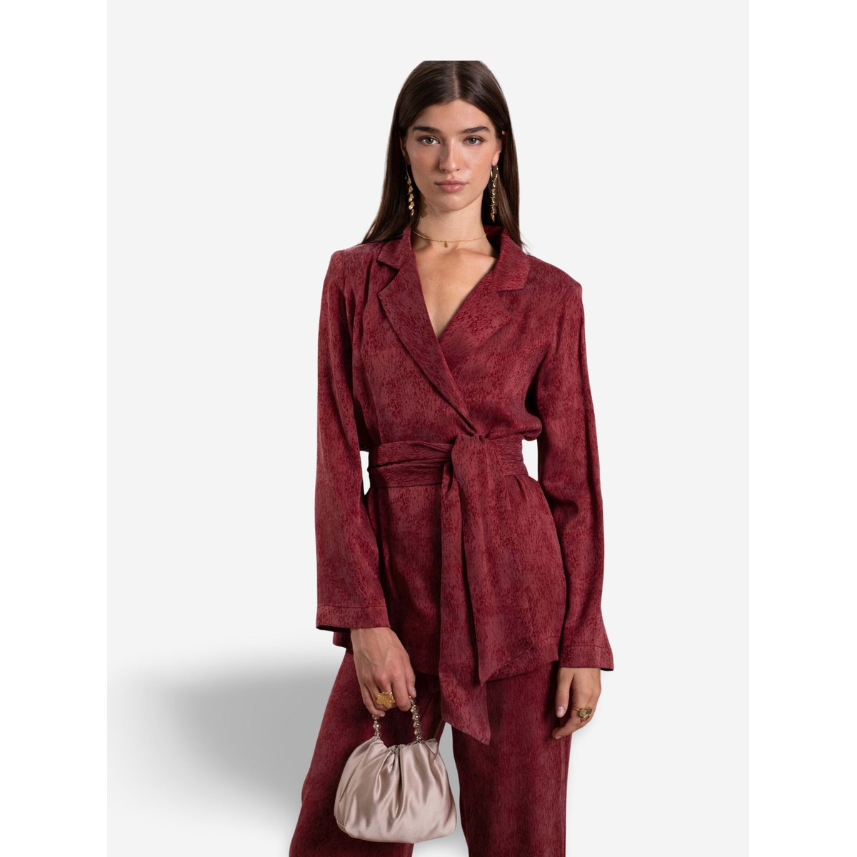 Blazer avec ceinture bordeaux, THE-ARE