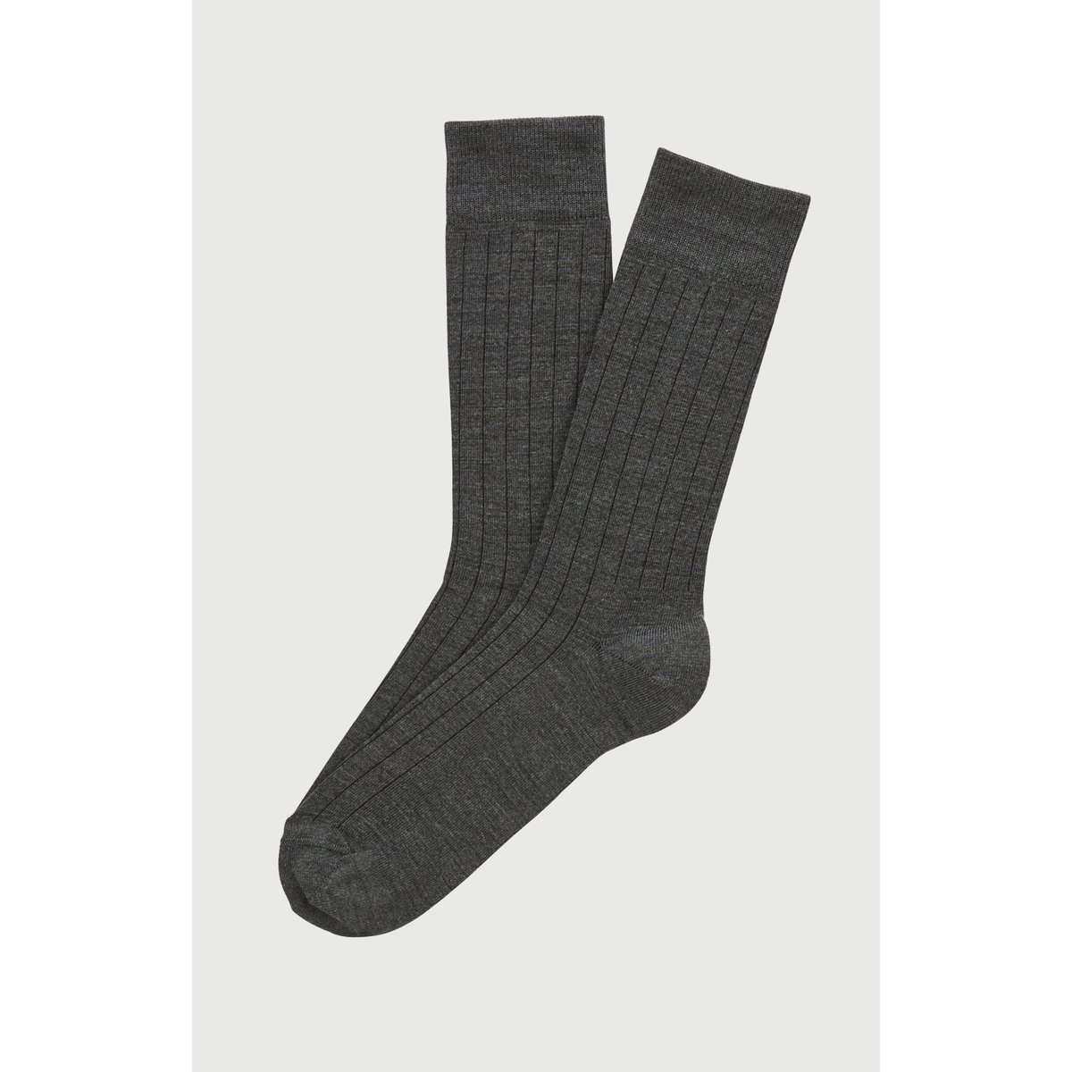 Chaussettes en laine et coton couleur unie Anthracite anthracite, ARTHUR