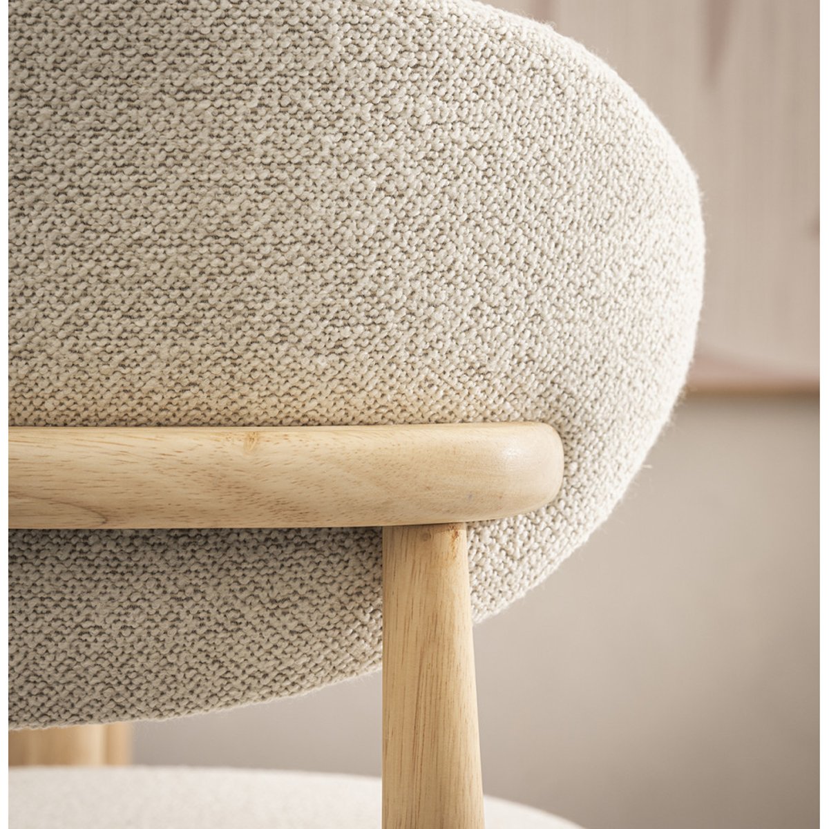 Lot de 2 chaises en tissu bouclette et bois- CLARA beige, DRAWER