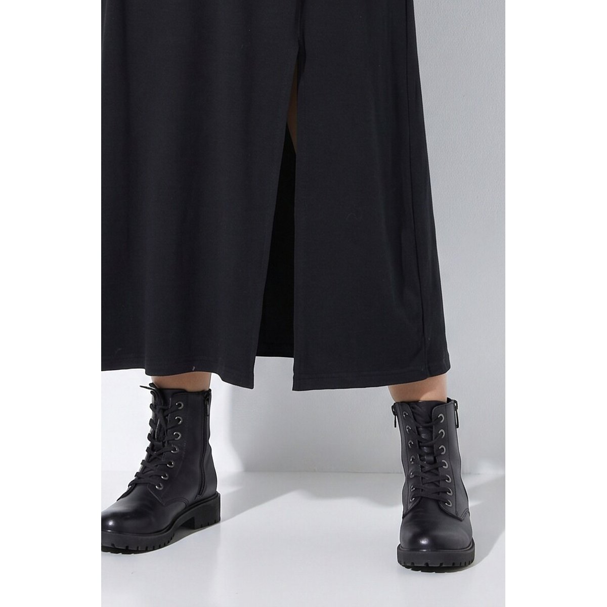 Robe longue avec fronces fantaisie noir, ULLA POPKEN