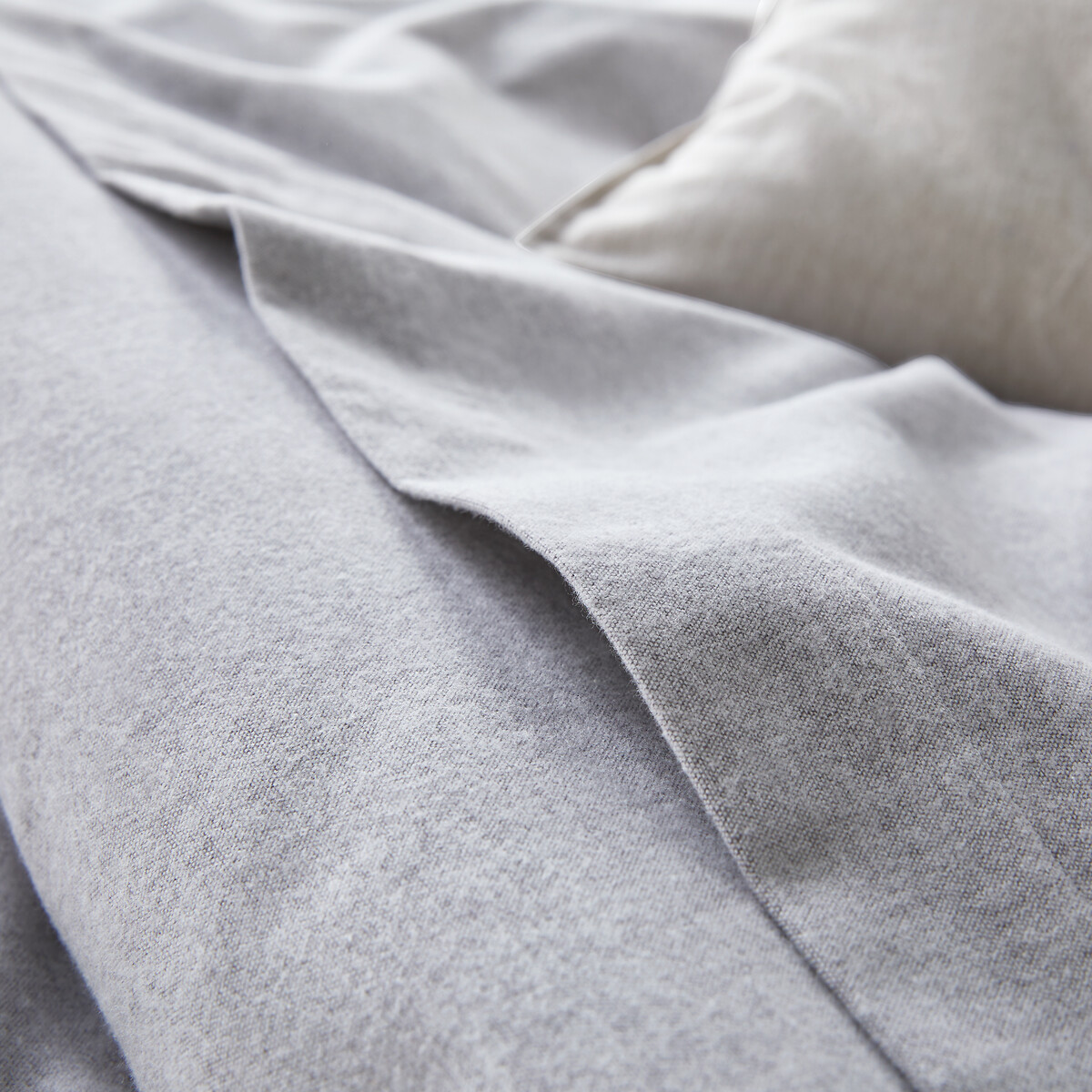 Housse de couette, en flanelle de coton chambray, Clara gris chiné, LA REDOUTE INTERIEURS