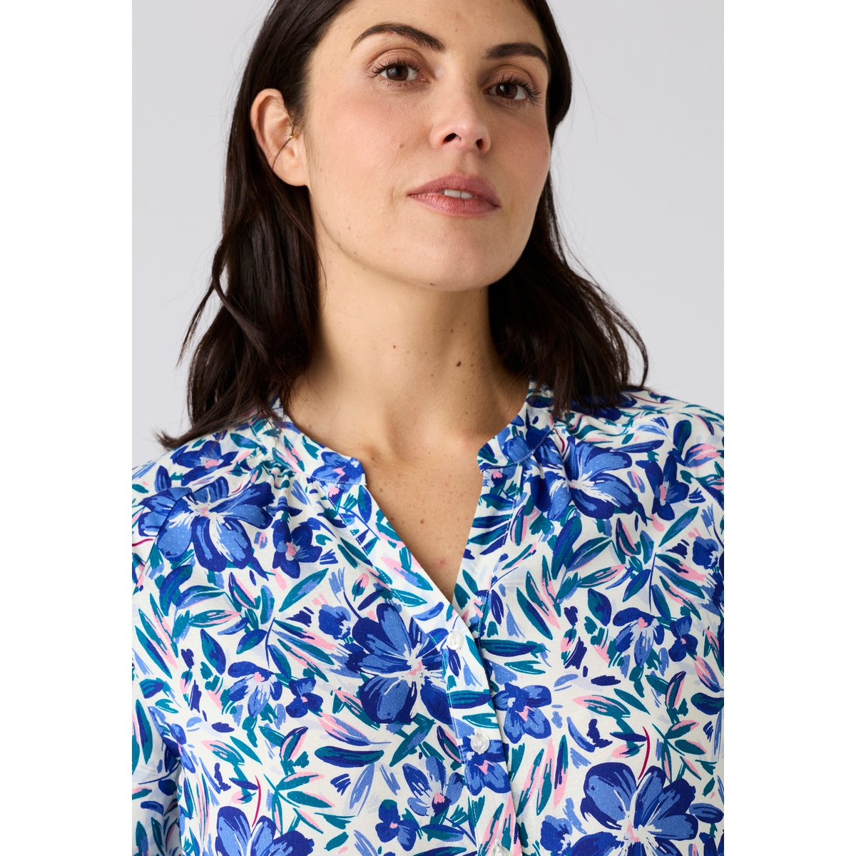 Blouse imprimée manches courtes Climatyl bleu fleuri, DAMART