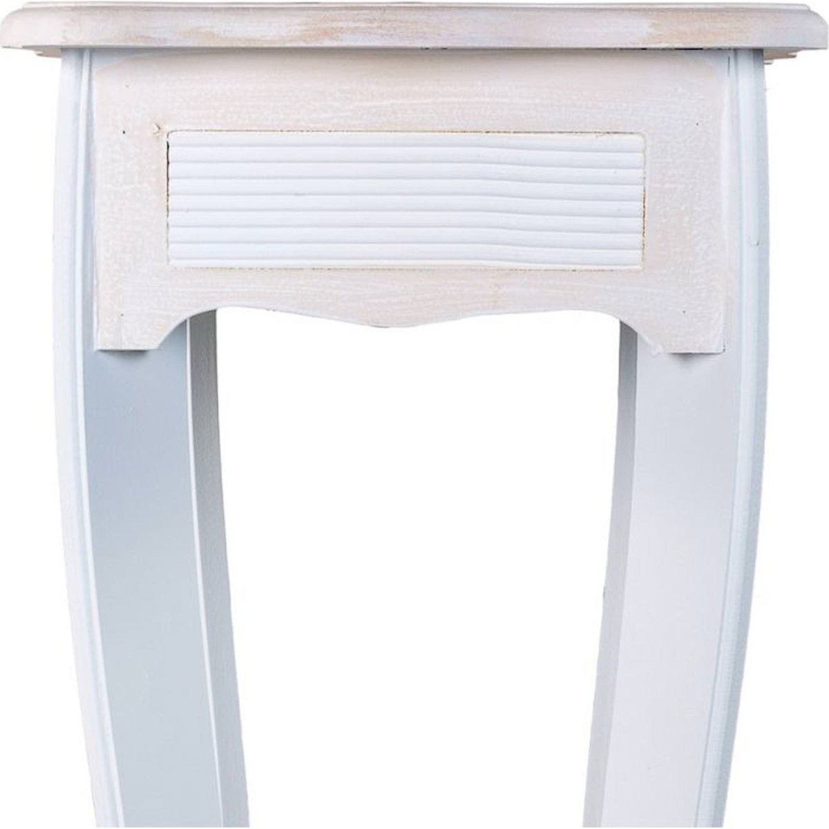 Sellette carrée en bois pour pot de fleurs blanc vieilli et bois naturel clair, RECOLLECTION