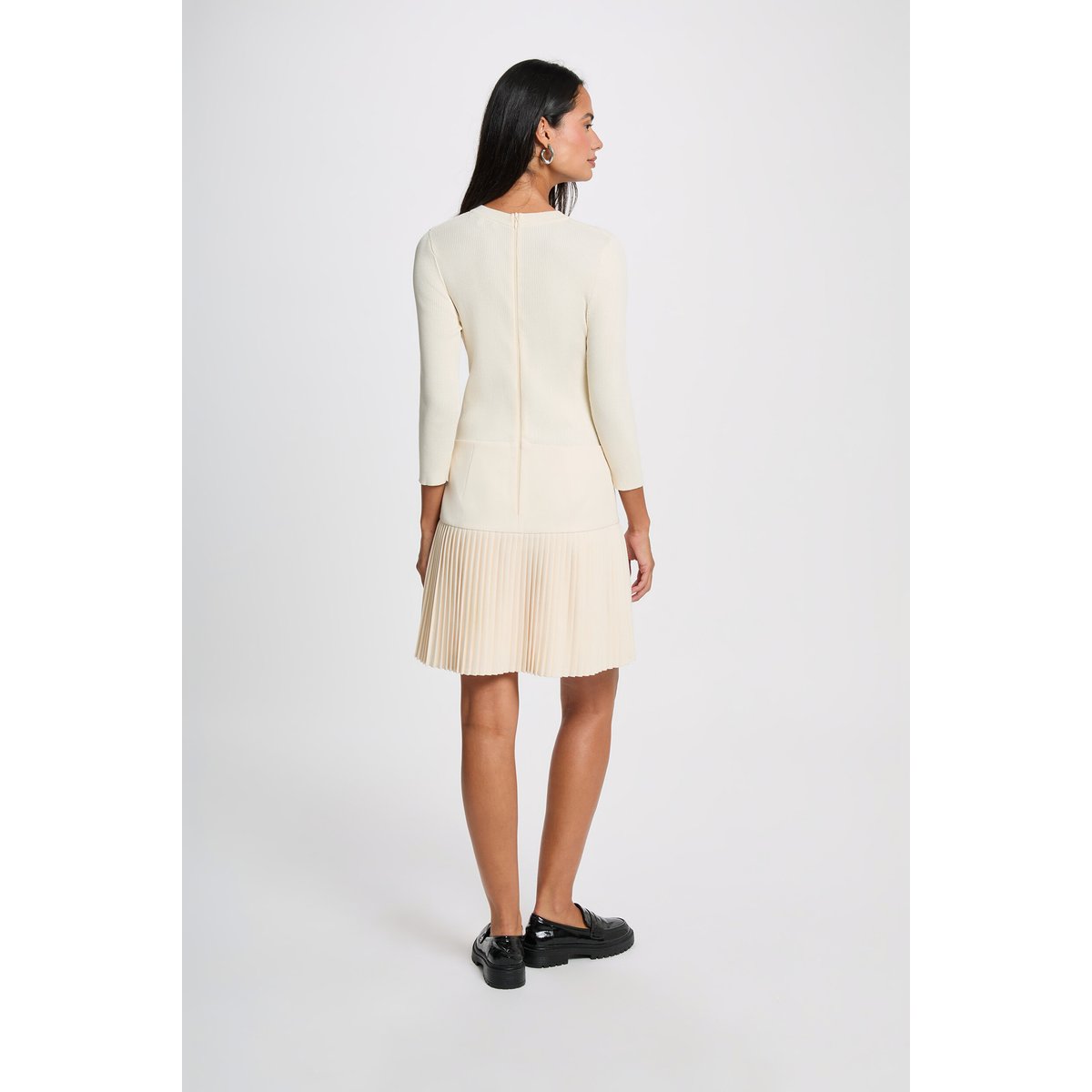 Robe courte col rond ivoire, MORGAN
