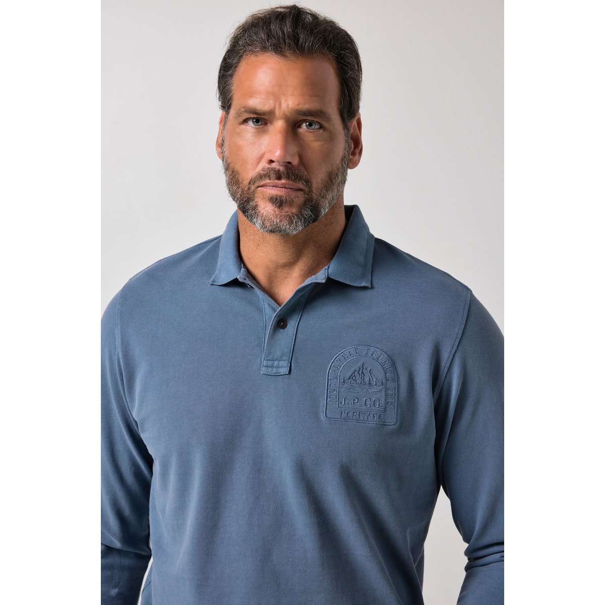 Polo en piqué bleu jean, JP1880