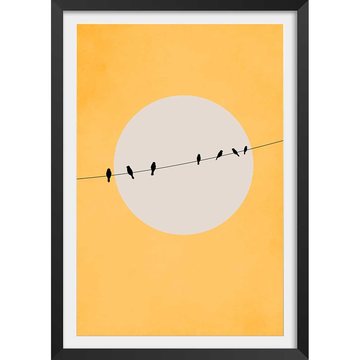 Affiche abstrait ""depart electrique"" affiche + cadre en bois - noir, HEXOA