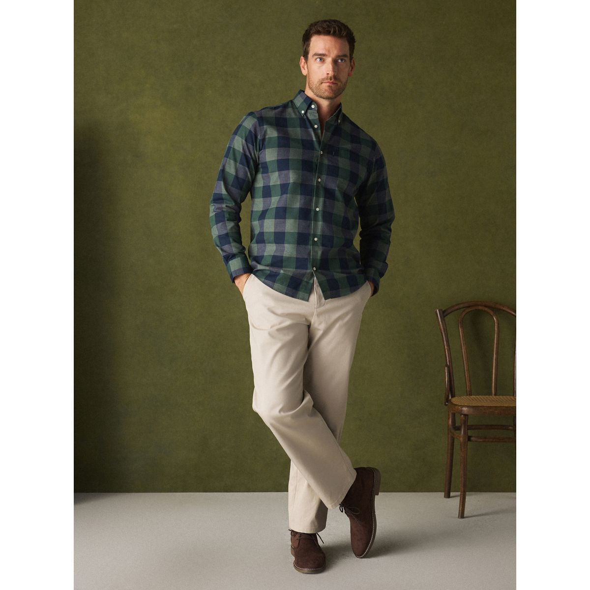 Chemise oxford entretien facile vert, NEXT