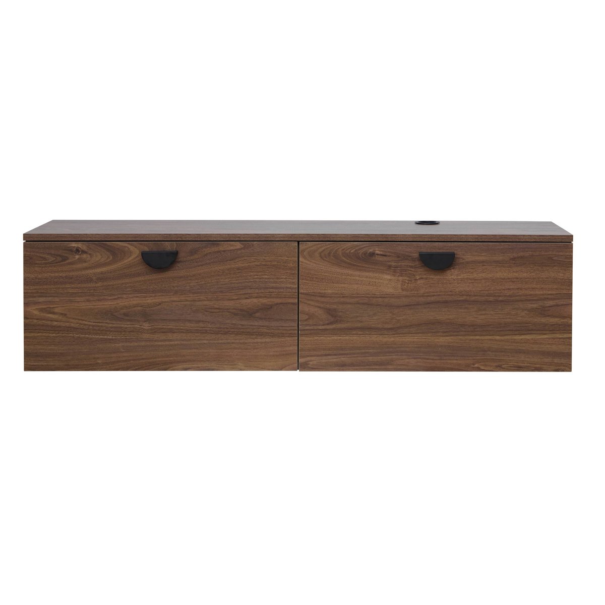 Meuble TV suspendu effet bois 120 cm, JESSY bois foncé, OVIALA