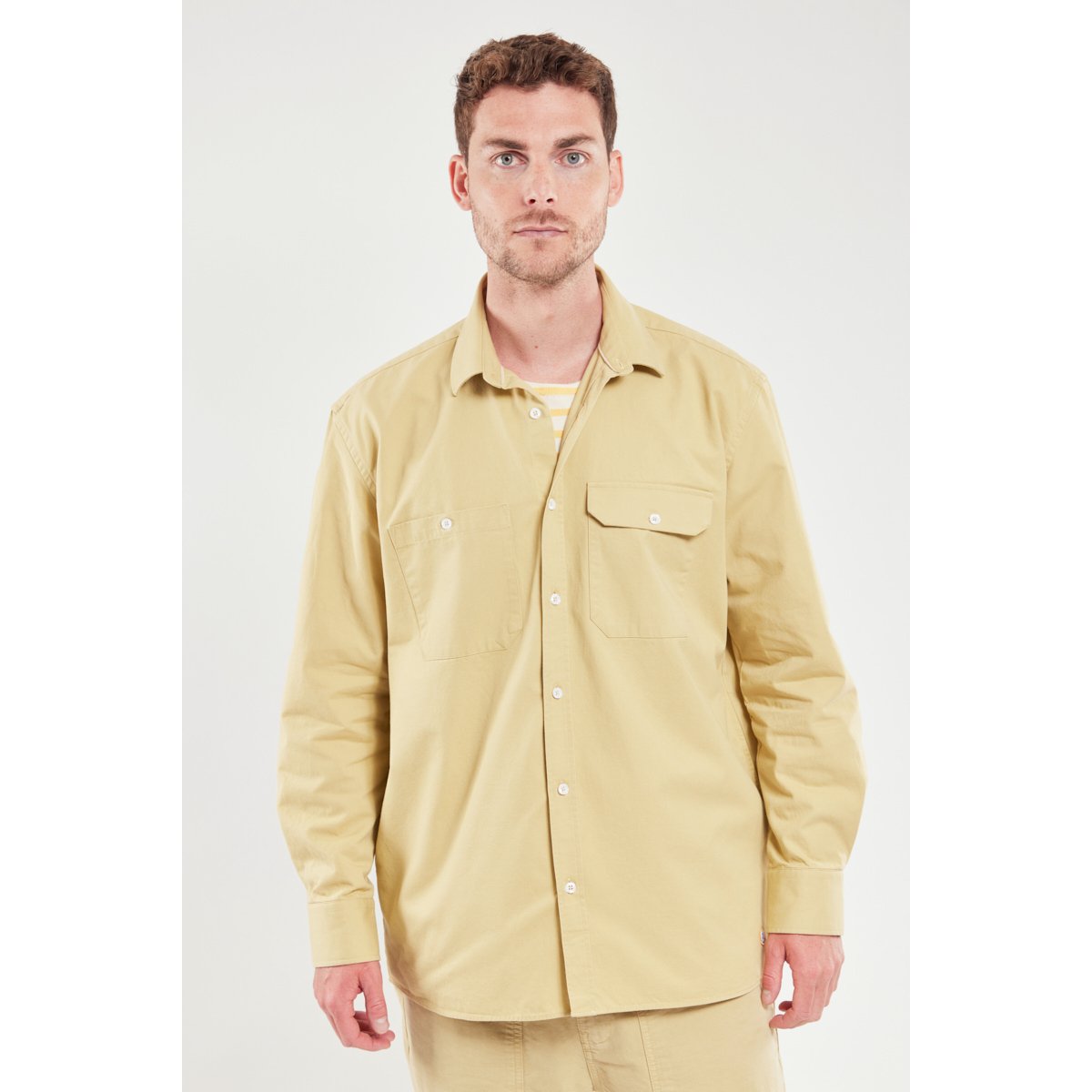 Surchemise en coton pale olive, ARMOR-LUX