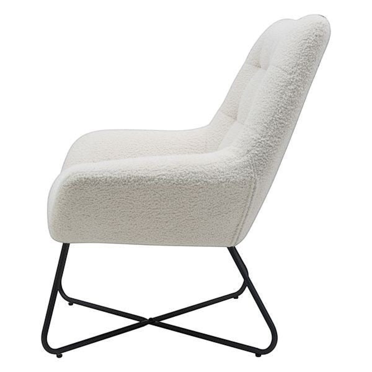 Fauteuil tissu effet laine bouclette blanc, ZAGO