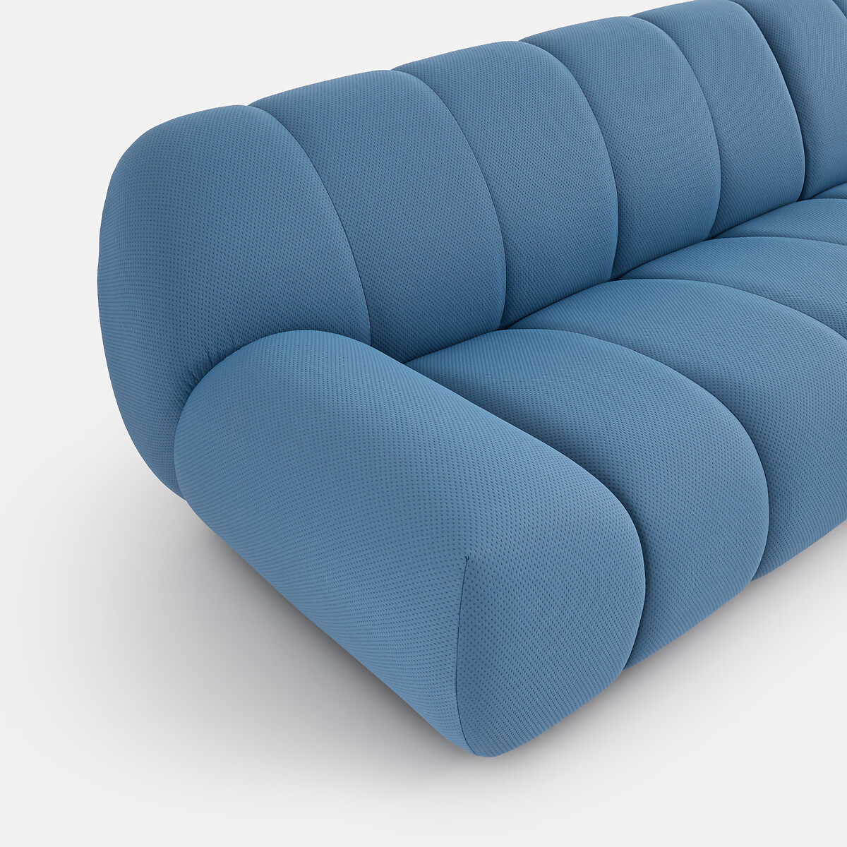 Canapé d'angle droit, 4 places, en tissu matelassé, NURIA bleu, LA REDOUTE INTERIEURS