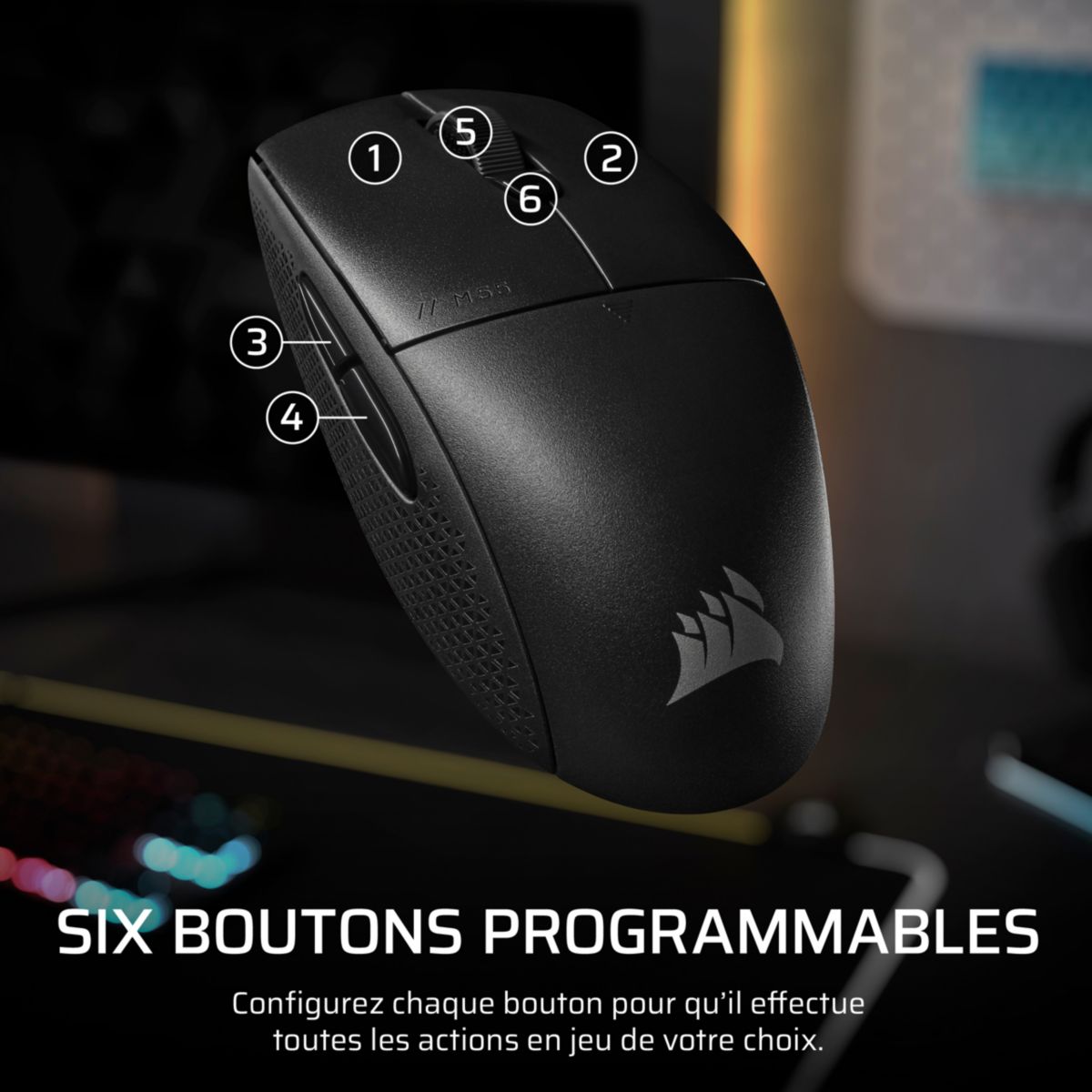 Souris Gamer Sans Fil M55 Wireless couleur unique, CORSAIR