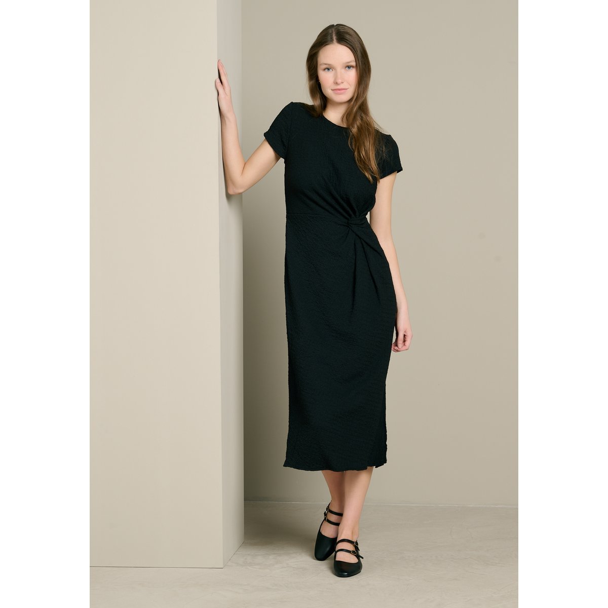 Robe maille twistée noir, LOLALIZA