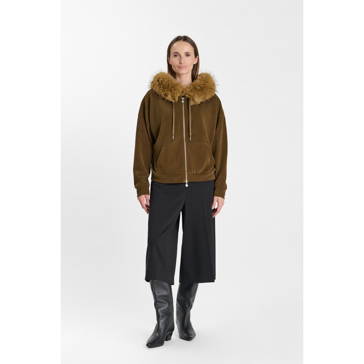 Sweat-Shirt capuche CHEY kaki, LE TEMPS DES CERISES