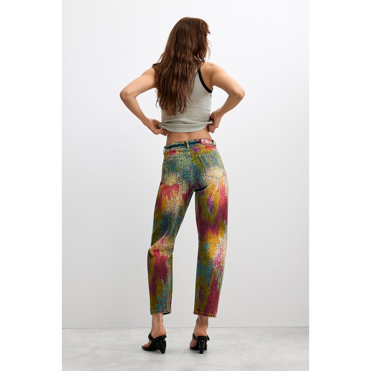 pantalon jean balloon tie-dye bleu clair, DESIGUAL