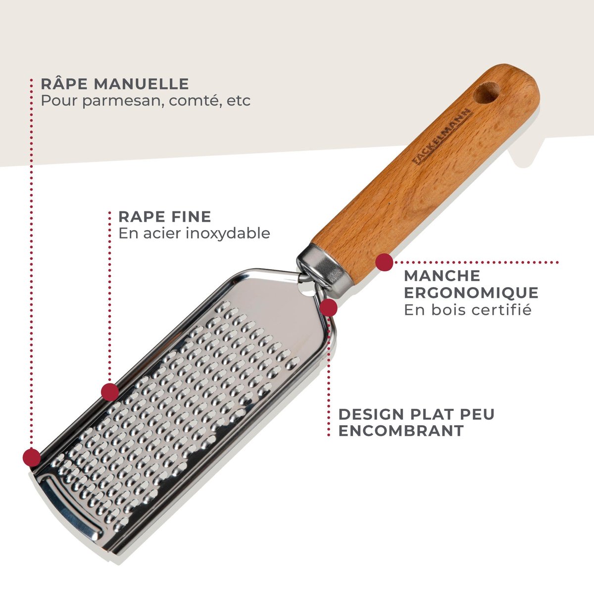 Râpe à fromage manuelle PIZZA & PASTA bois brun, FACKELMANN