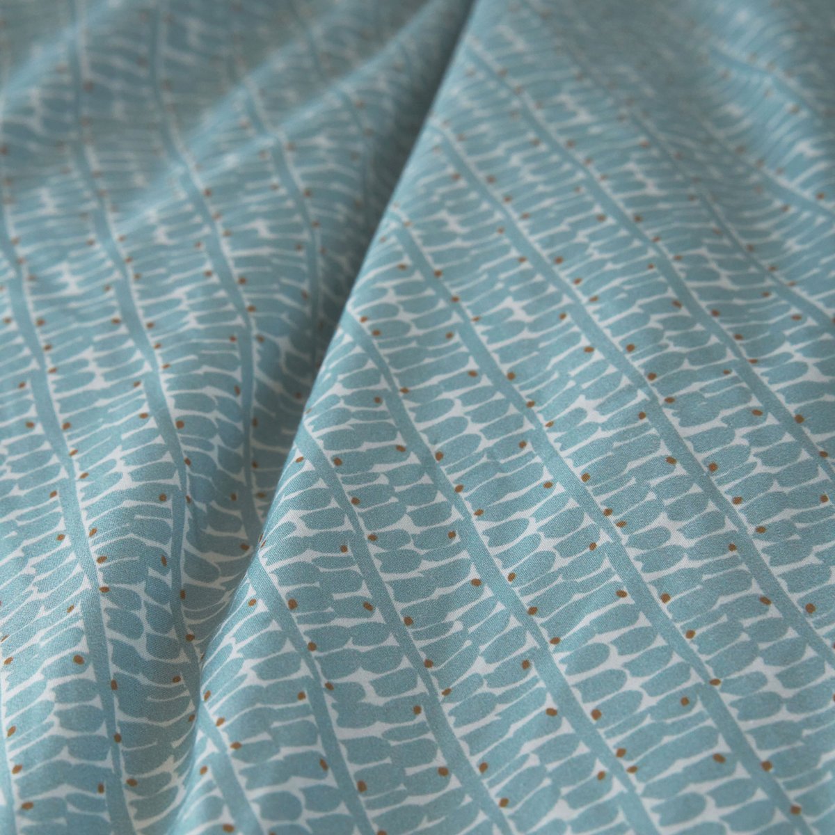 Housse de couette imprimée en percale de coton, TOUCHE VÉGÉTALE céladon, BLANC CERISE