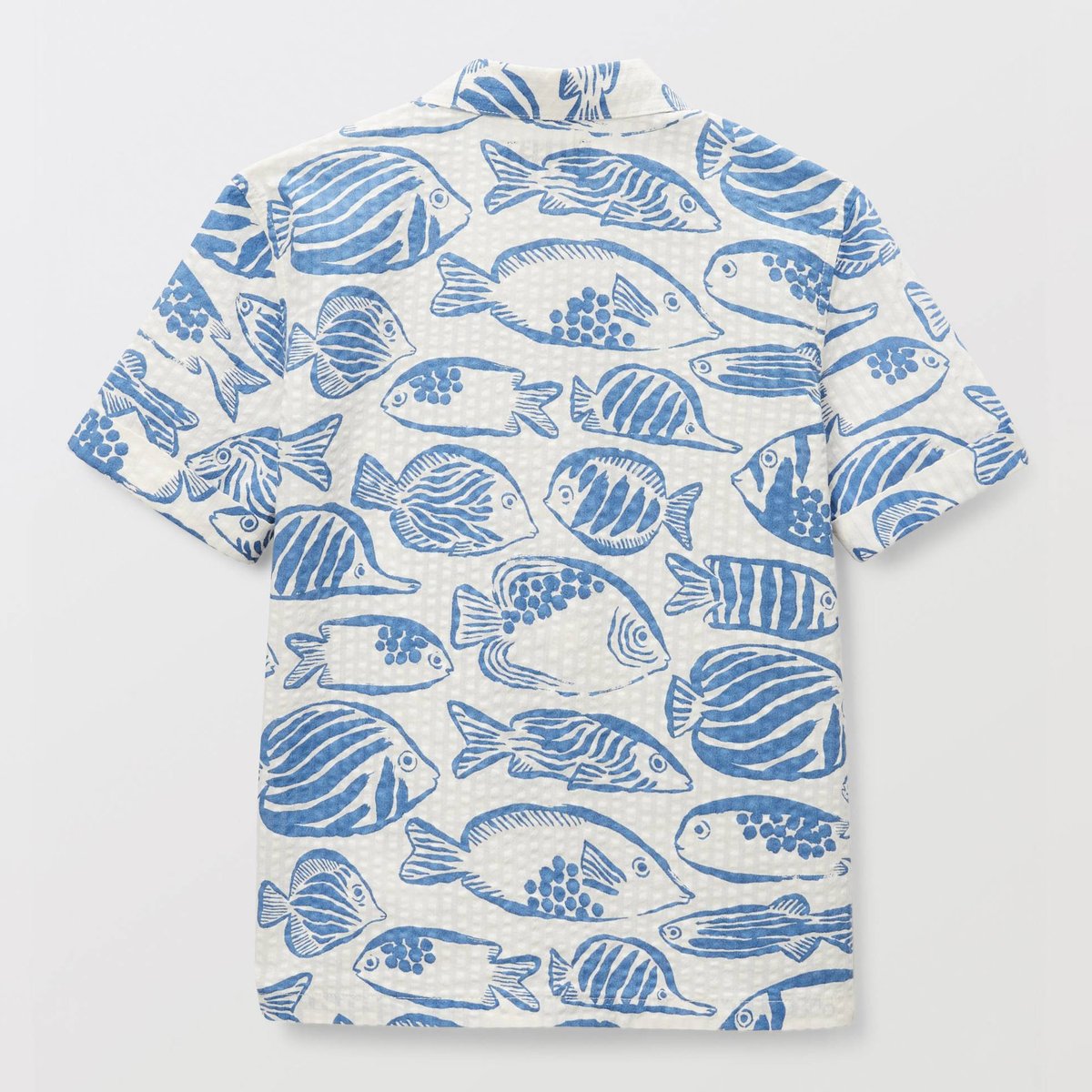 Chemise manches courtes imprimée en seersucker en coton riviera, MONOPRIX