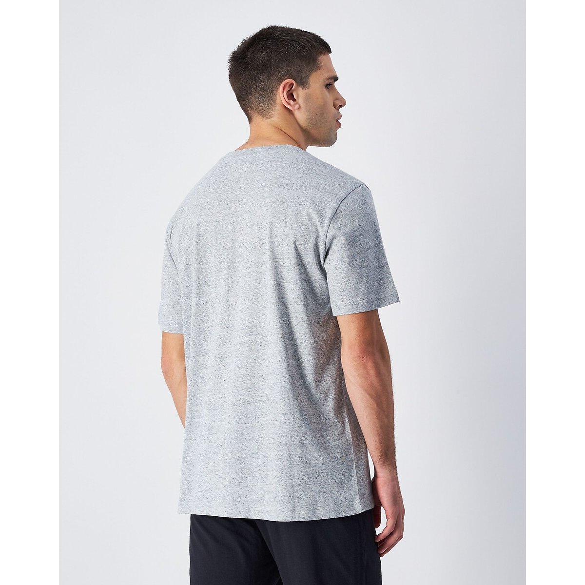 Small Logo Print T-Shirt with Short Sleeves grey marl, CHAMPION