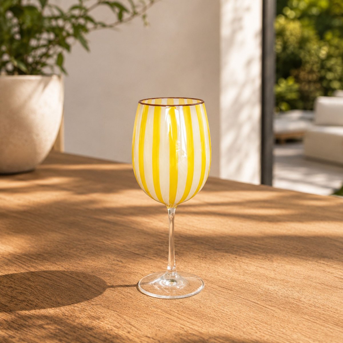 Lot de 3 verres à pied 43.5cl en verre, CIRCUS jaune, NOVASTYL