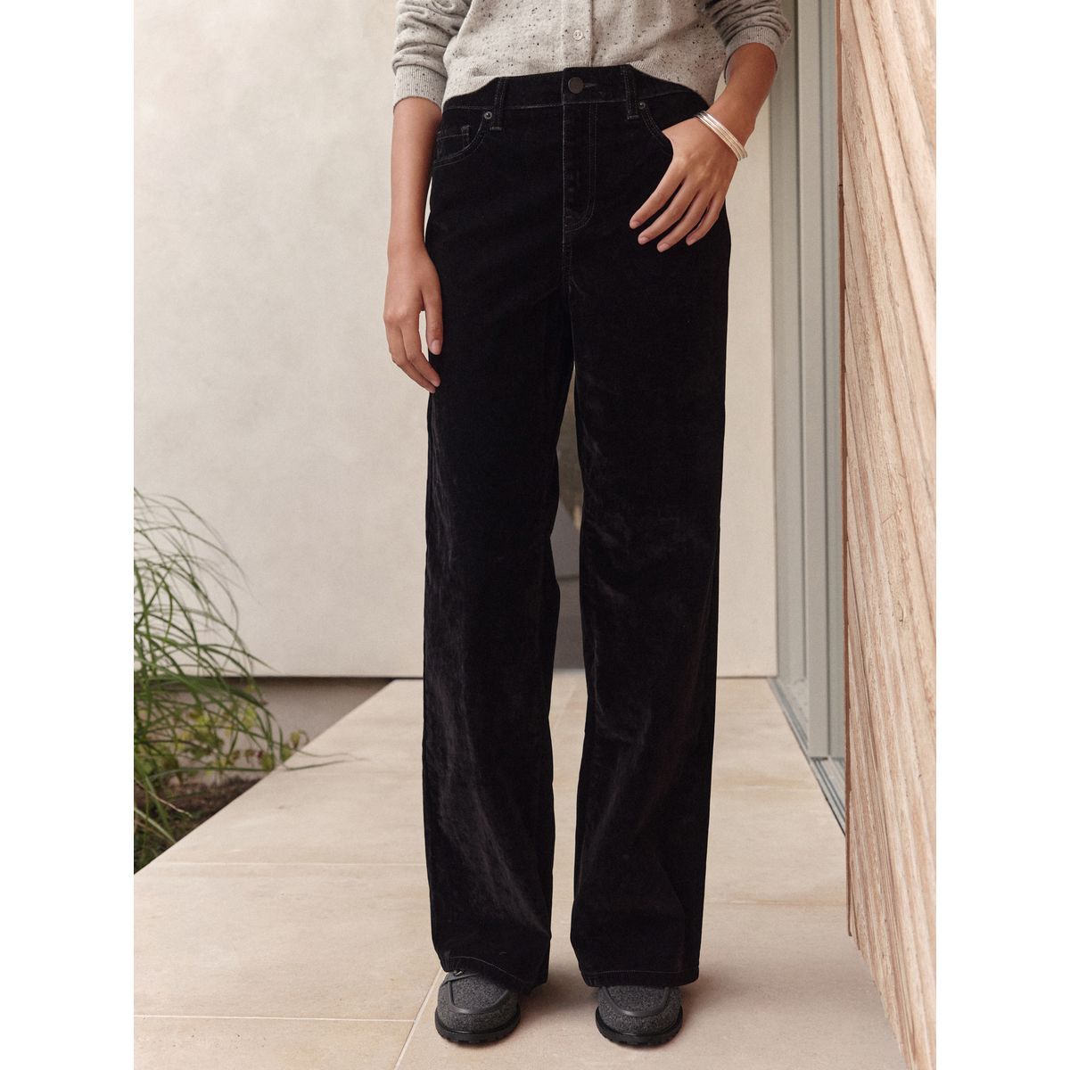 Jean large à motif floqué n. premium noir, NEXT