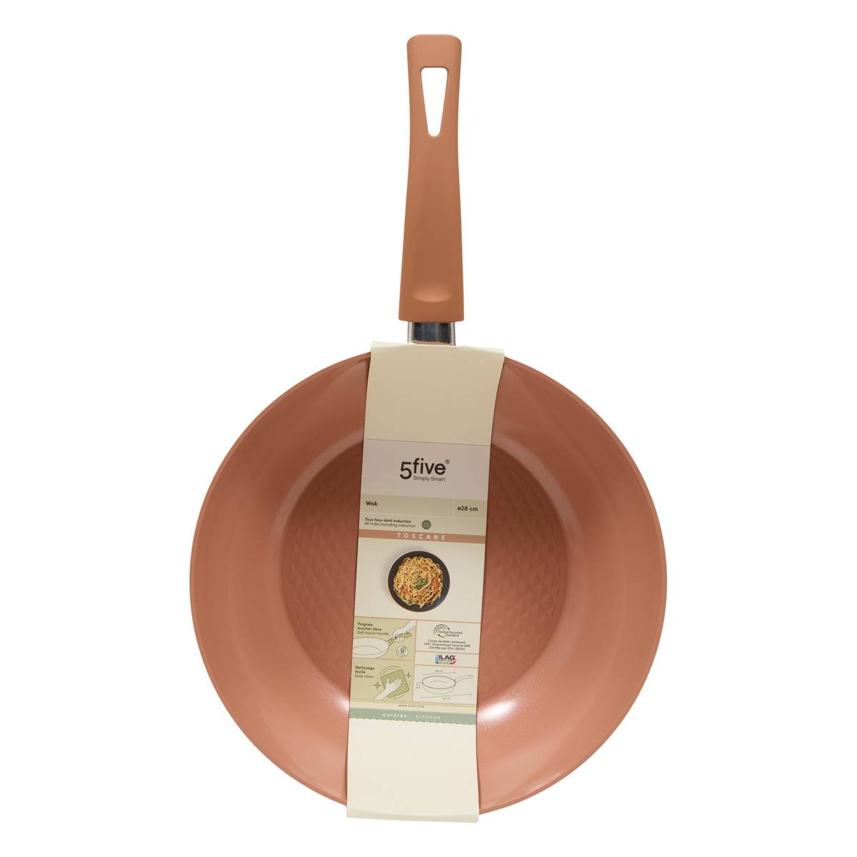 Wok rond en aluminium recyclé TOSCANE terracotta, 5FIVE SIMPLY SMART