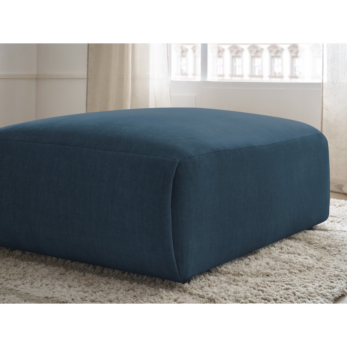Pouf velours, JANA bleu, BOBOCHIC