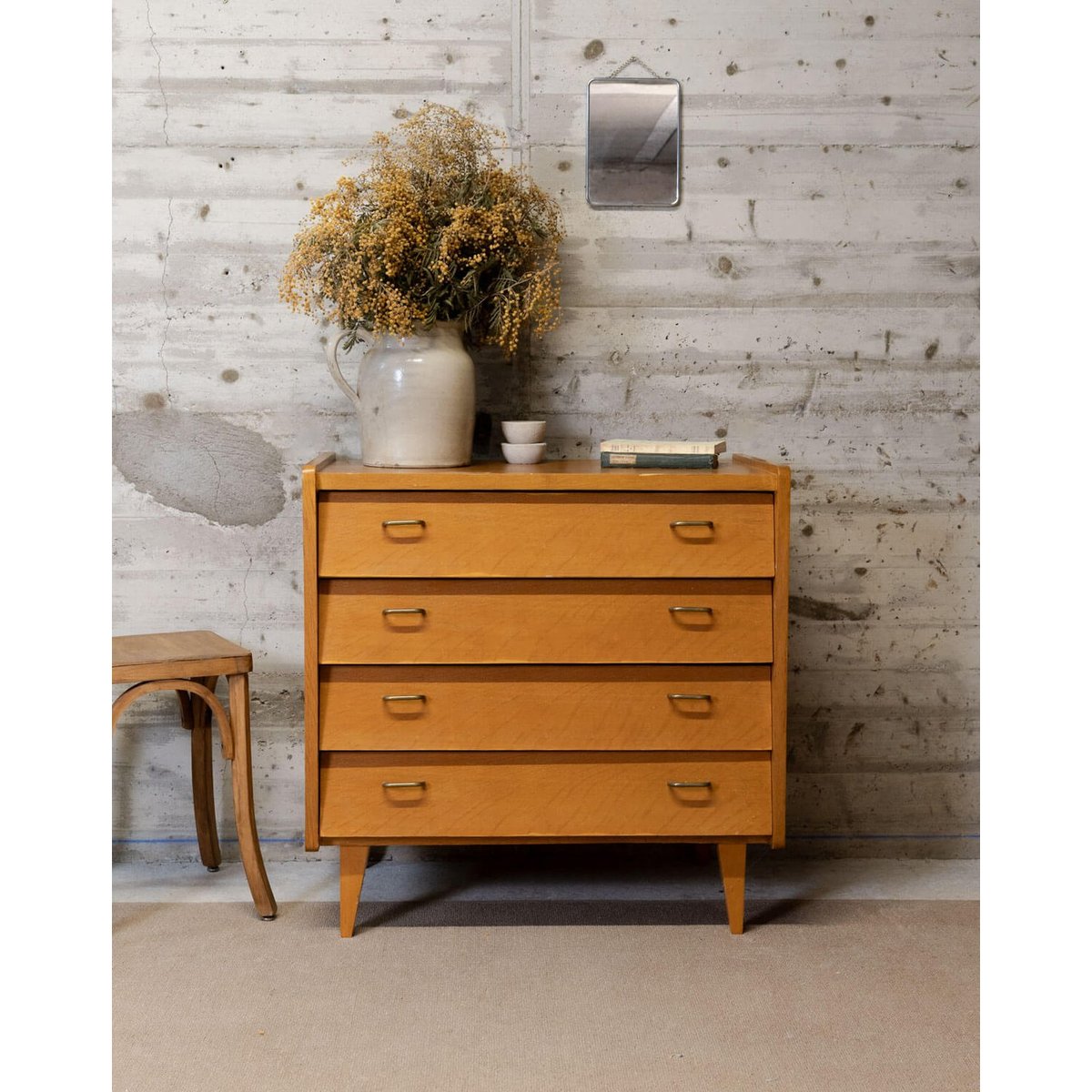 Commode scandinave en bois Olga N°662 - Bon état bois clair, DEBONGOUT