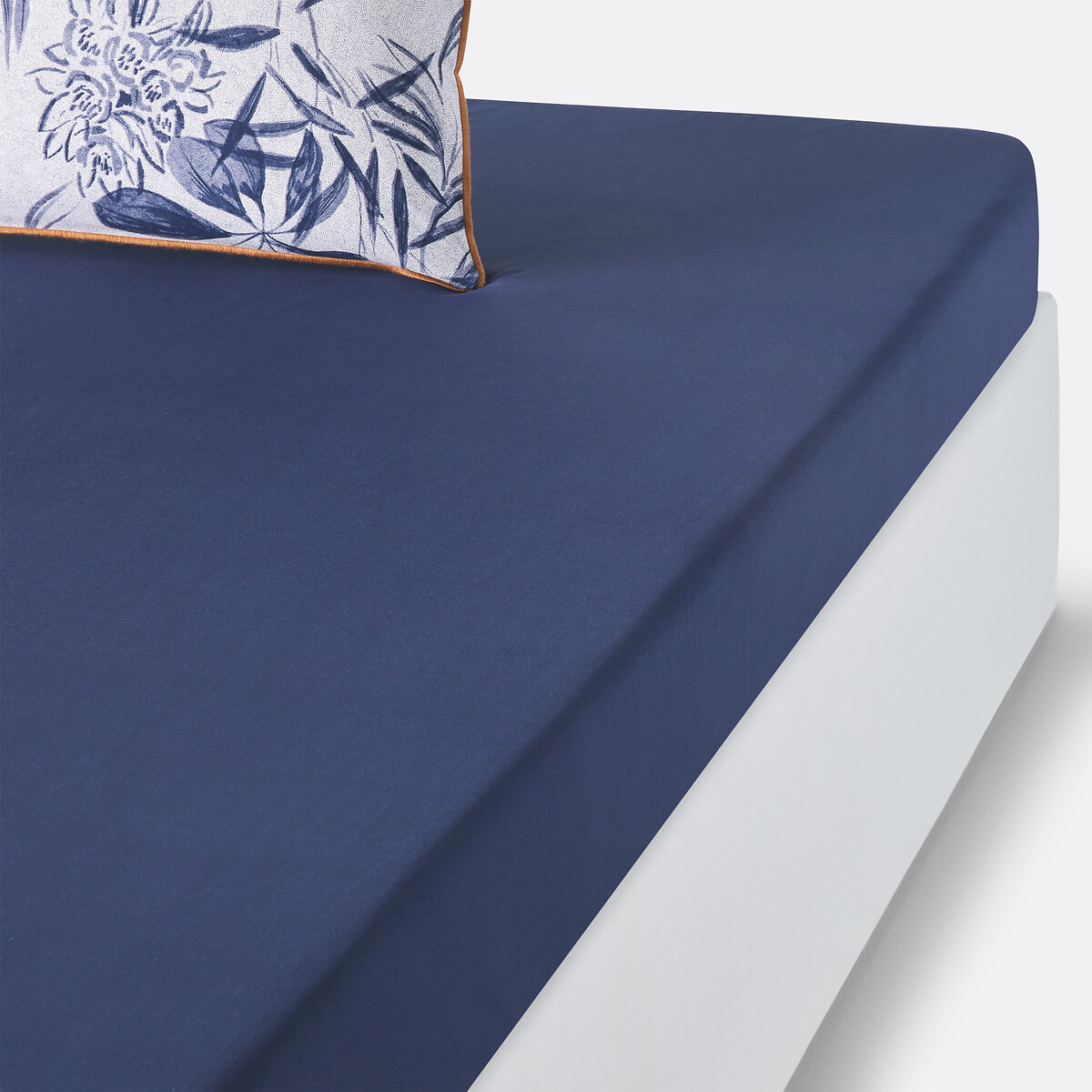 Drap housse percale de coton bonnet 30 cm, Mishima bleu, LA REDOUTE INTERIEURS