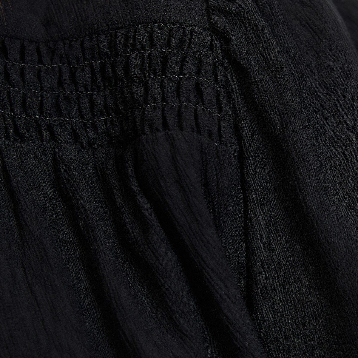 Loose Fit Blouse with V-Neck and Short Sleeves black, LA REDOUTE COLLECTIONS