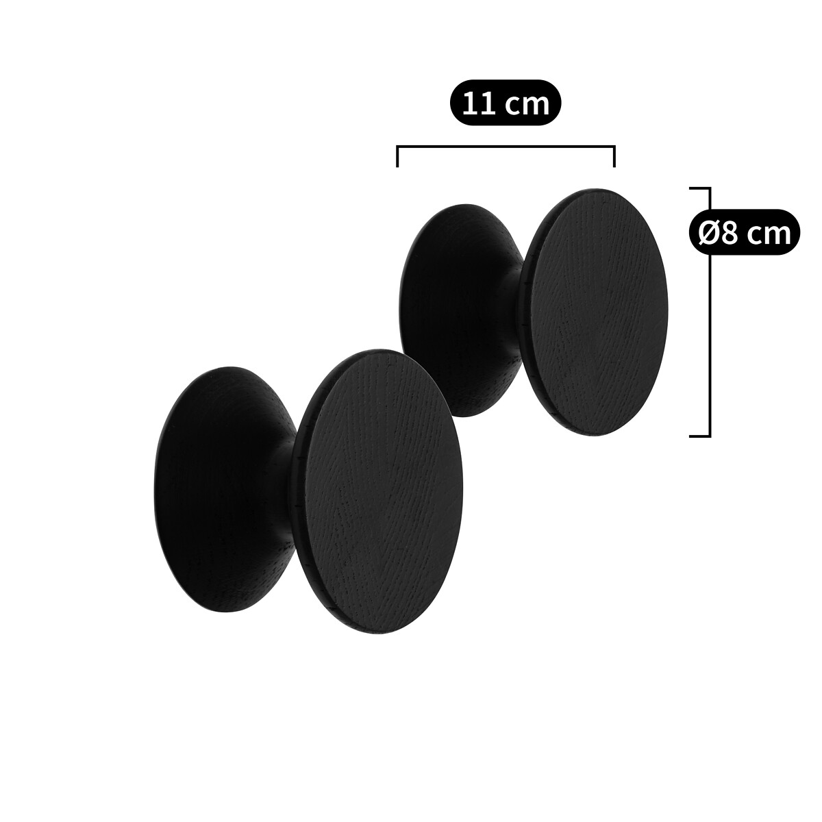 2er-Set Haken Arame, Eiche massiv, ø 8 cm schwarz, AM.PM