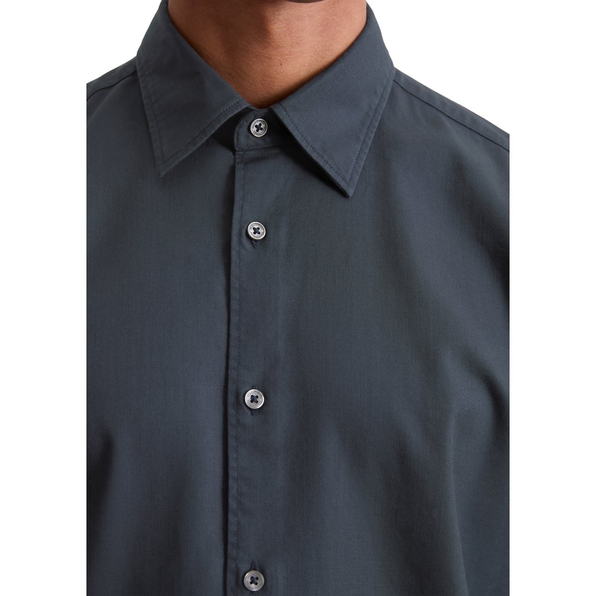 Chemise regular en coton bio et lyocell TENCEL™ bleu foncé, MARC O'POLO
