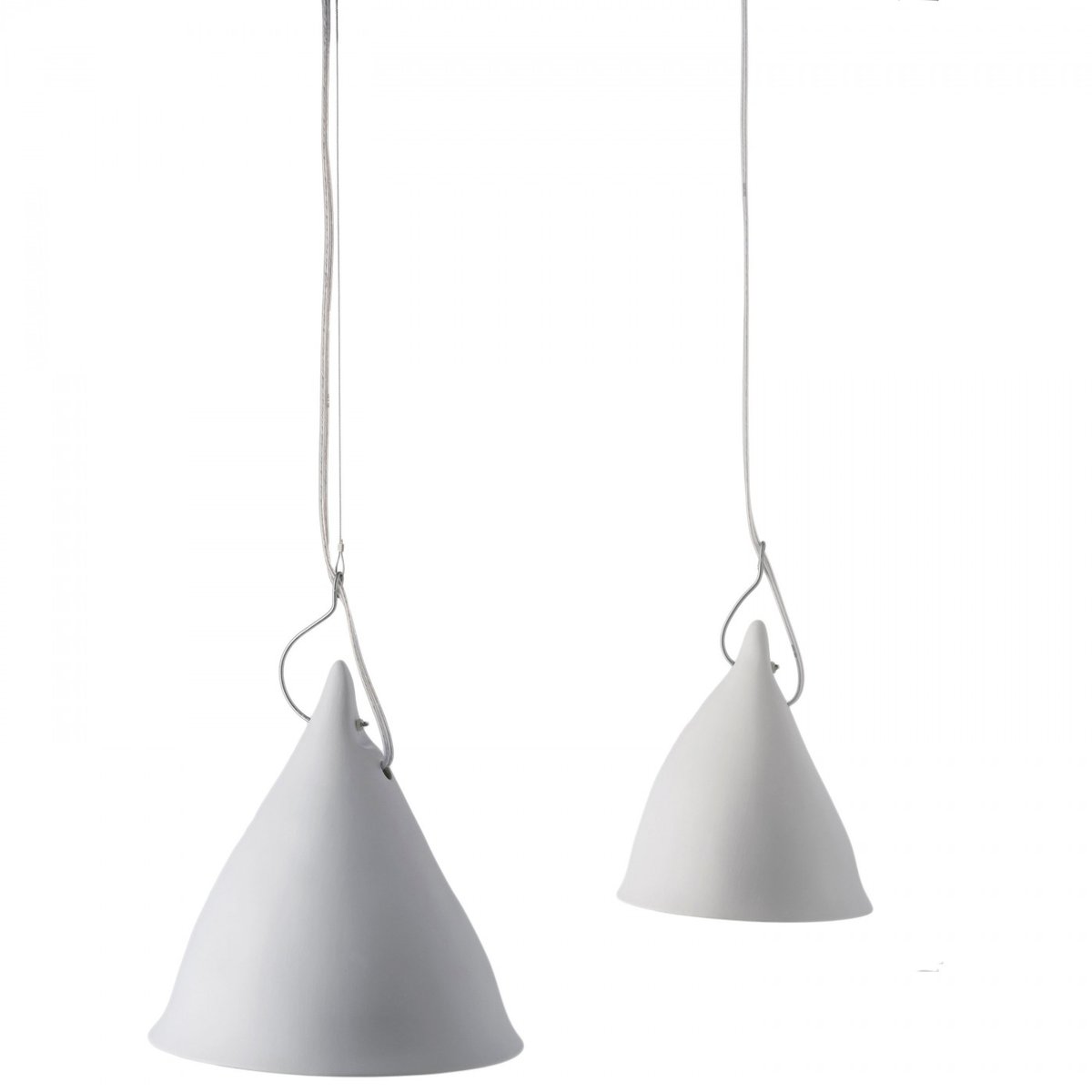 Lampe Cornette Suspendue Porcelaine blanc brillant, TSE ET TSE ASSOCIÉES