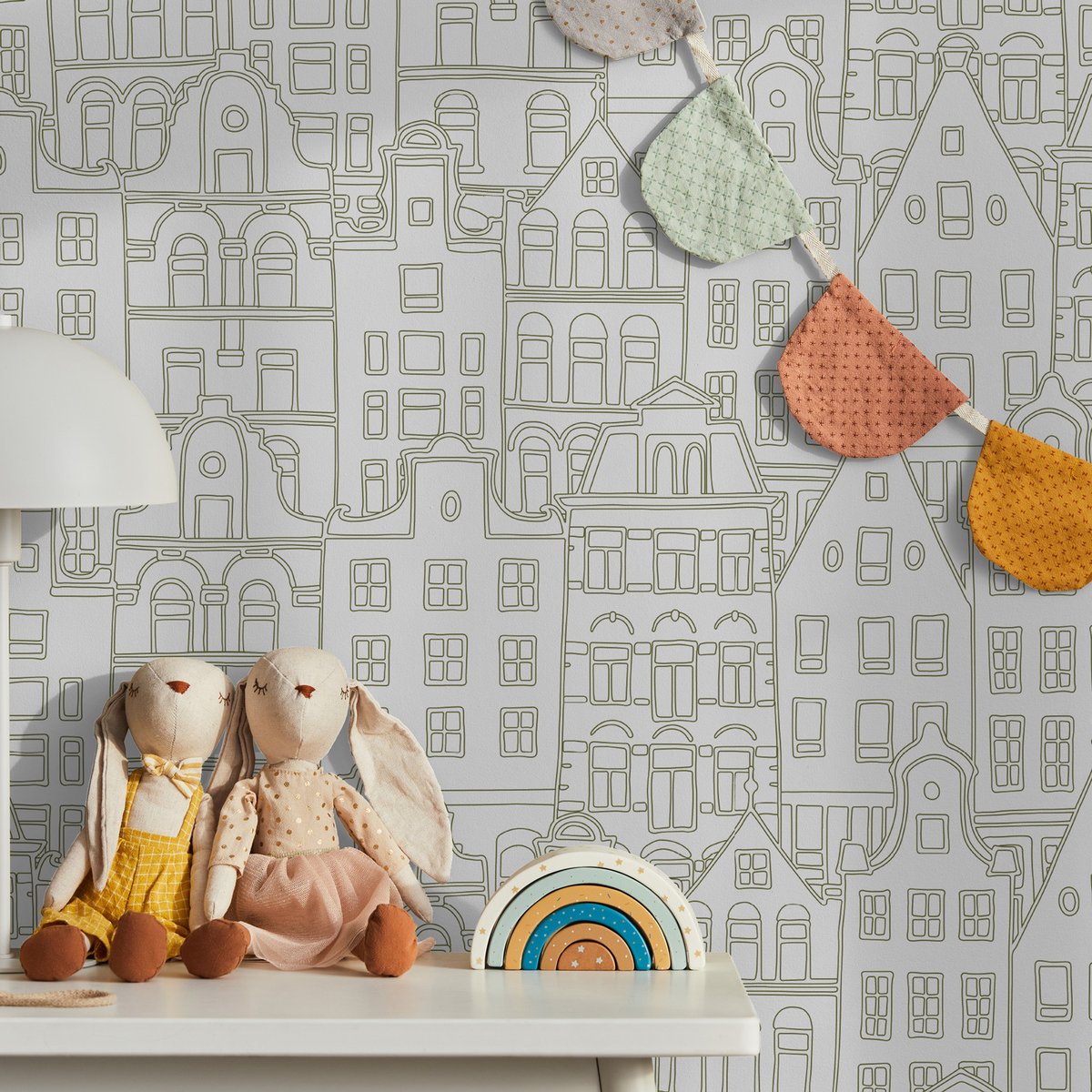 Papier peint panoramique AMSTERDAM kaki, LE PAPIERS DE NINON