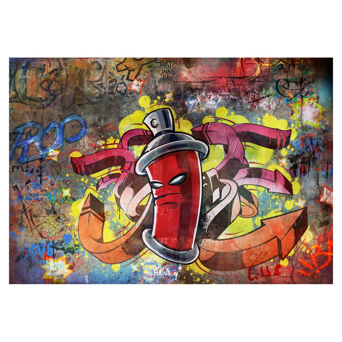Papier peint intissé panoramique Street art Graffiti monster 1 multicouleur, EDEN