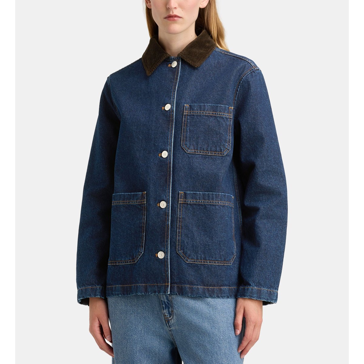 Veste droite balmoral denim coton bleu moyen, GALERIES LAFAYETTE