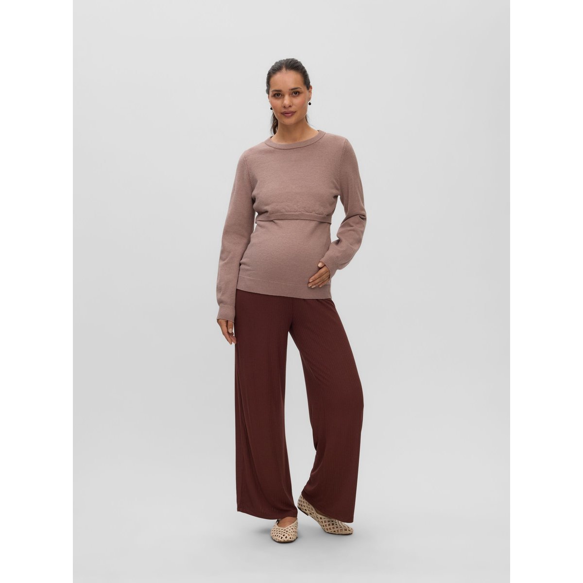 Pantalon brown stone, MAMA LICIOUS