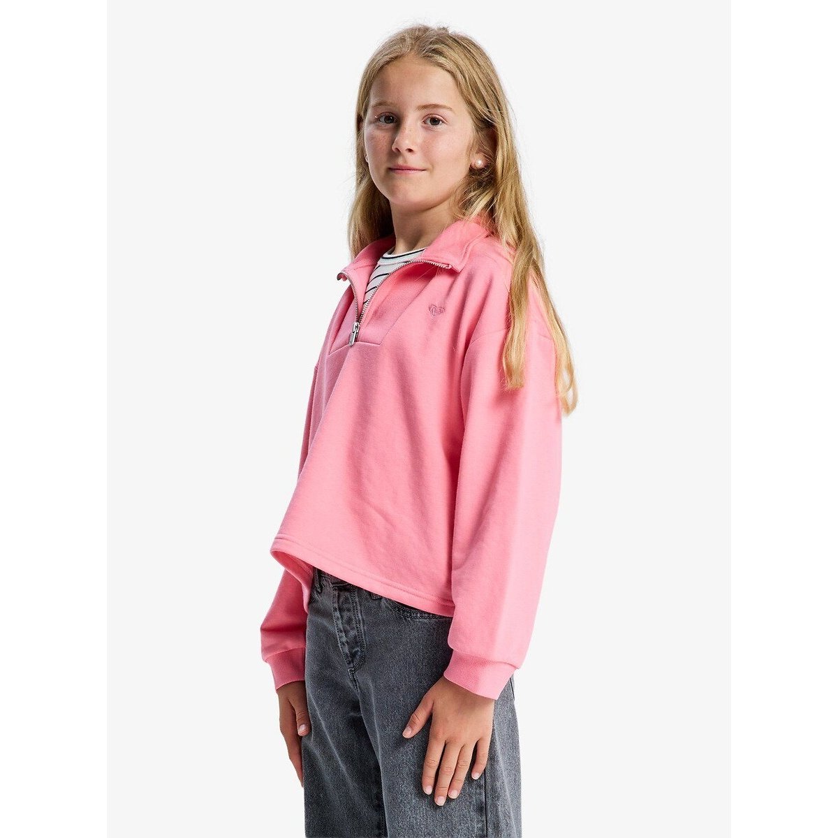 Sweater met schipperskraag, fleece roze, ROXY