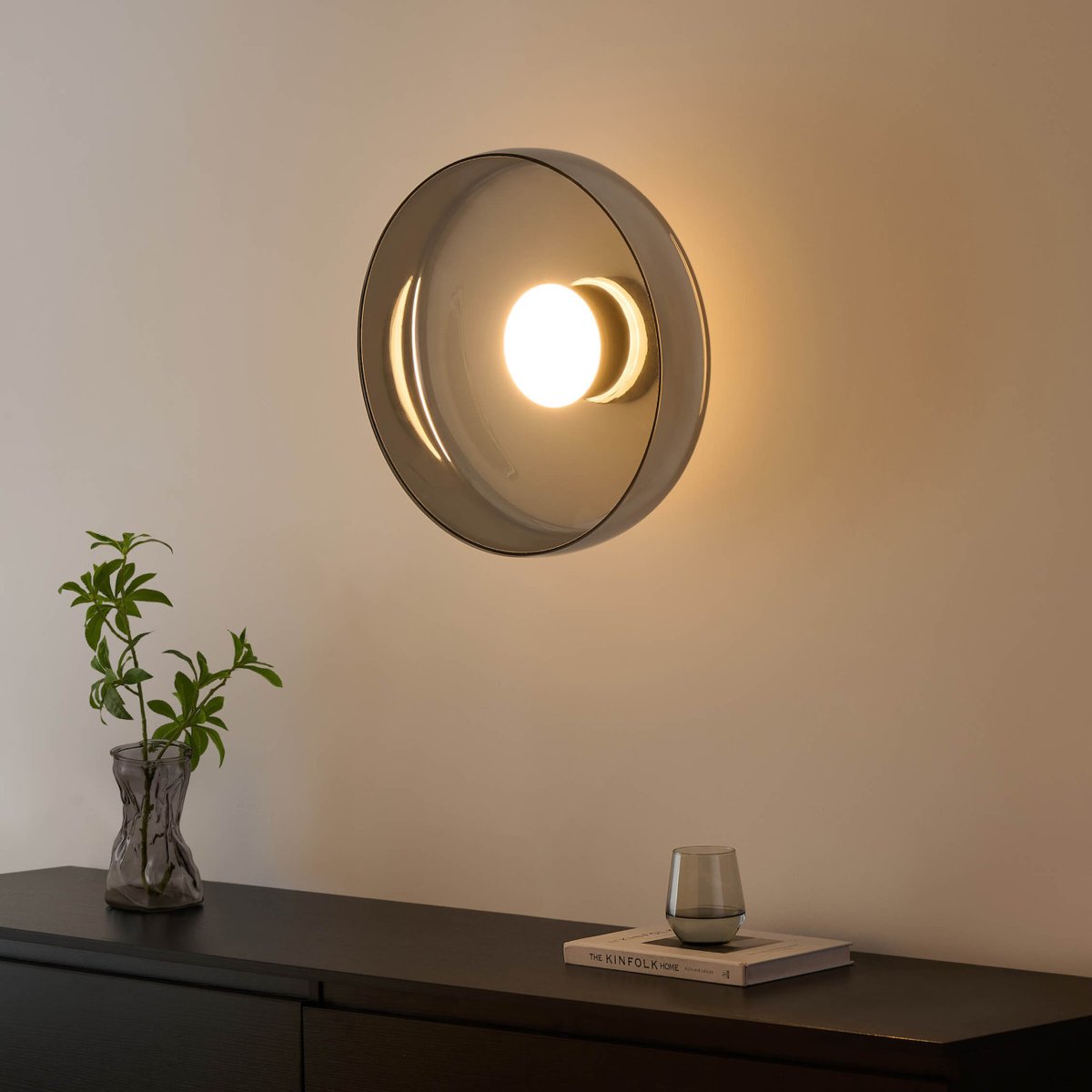 Plafonnier LED en verre fumé - RICCARDO noir et gris fumé, KOSILUM