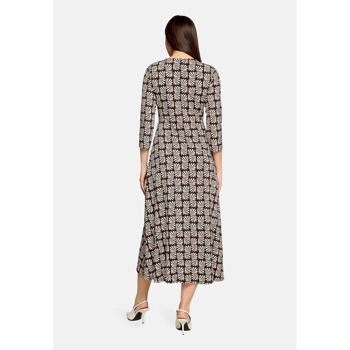 Robe longueur midi à fronce blanc/noir, BETTY BARCLAY