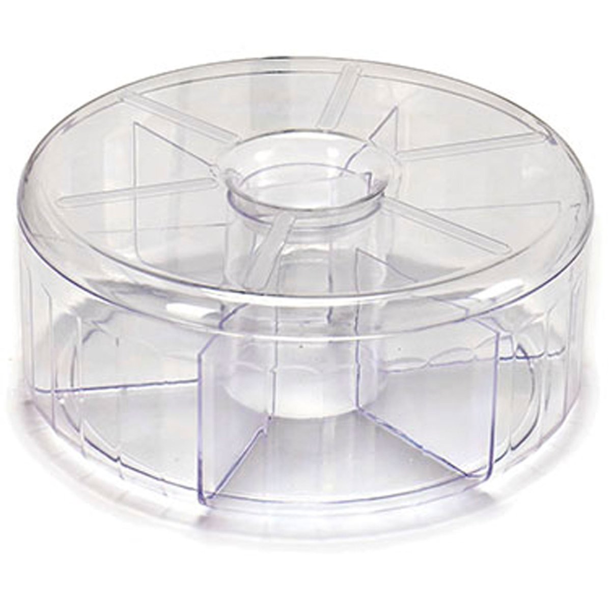 Boîte à thé ronde en plastique transparent 6 compartiments transparent, WADIGA
